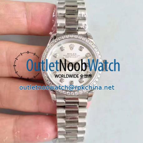 Replica Rolex Lady Datejust 28 279136RBR 28MM N Stainless Steel & Diamonds Silver Dial Swiss 2236