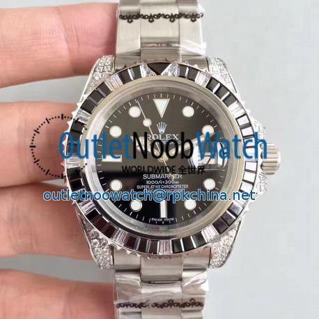 Replica Rolex Submariner Date 116610LN BP Stainless Steel & Diamonds Black Dial Swiss 2836-2