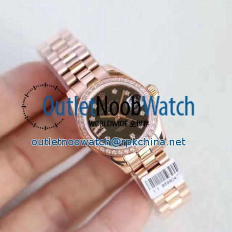 Replica Rolex Lady Datejust 28 279135RBR 28MM N Rose Gold & Diamonds Black Dial Swiss 2671