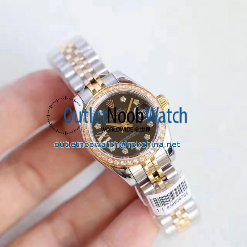 Replica Rolex Lady Datejust 28 279383RBR 28MM N Stainless Steel & Yellow Gold Black Dial Swiss 2671