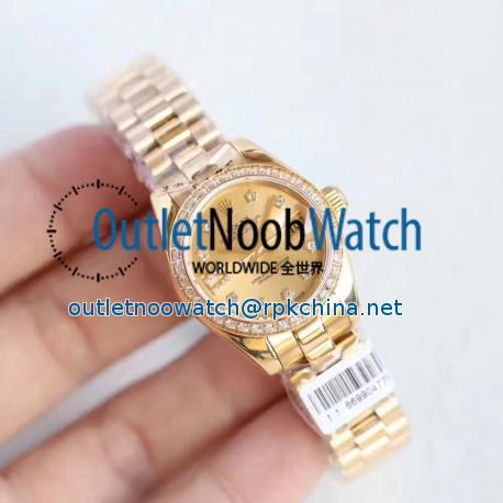 Replica Rolex Lady Datejust 28 279135RBR 28MM N Rose Gold & Diamonds Champagne Dial Swiss 2671