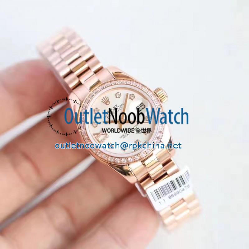 Replica Rolex Lady Datejust 28 279135RBR 28MM N Rose Gold & Diamonds Mother Of Pearl Dial Swiss 2671